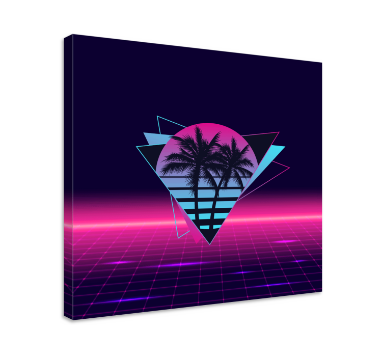 Vaporwave tarzı palmiye ağacı retro tuval - TenStickers