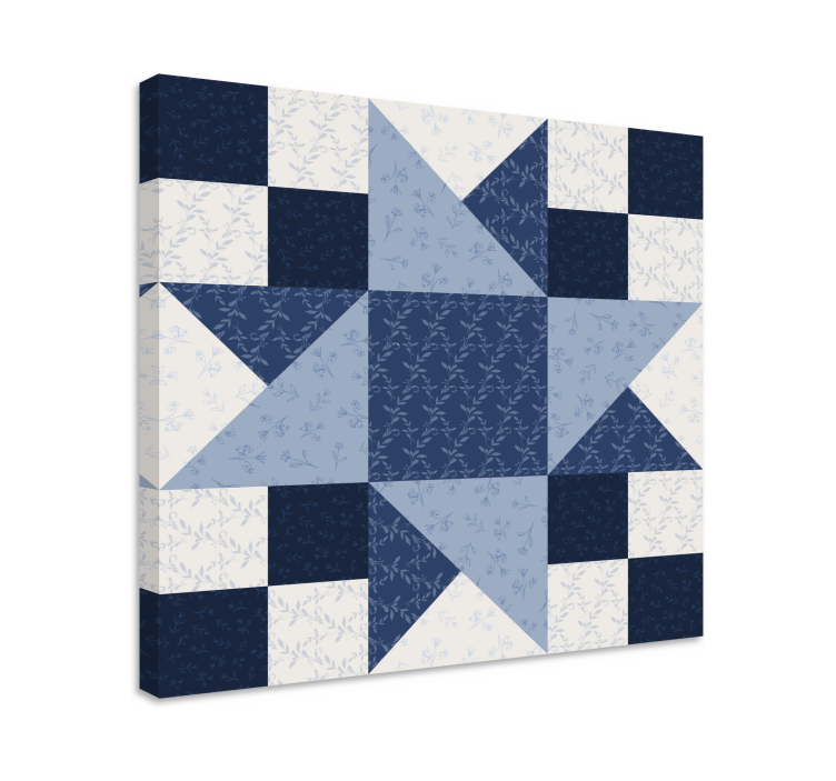 Patchwork mavi yıldız tasarım geometrik tuval - TenStickers