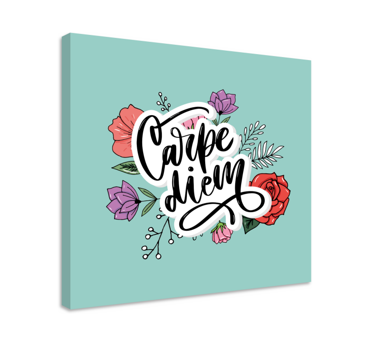 Carpe diem pembe çiçek desenli tuval - TenStickers