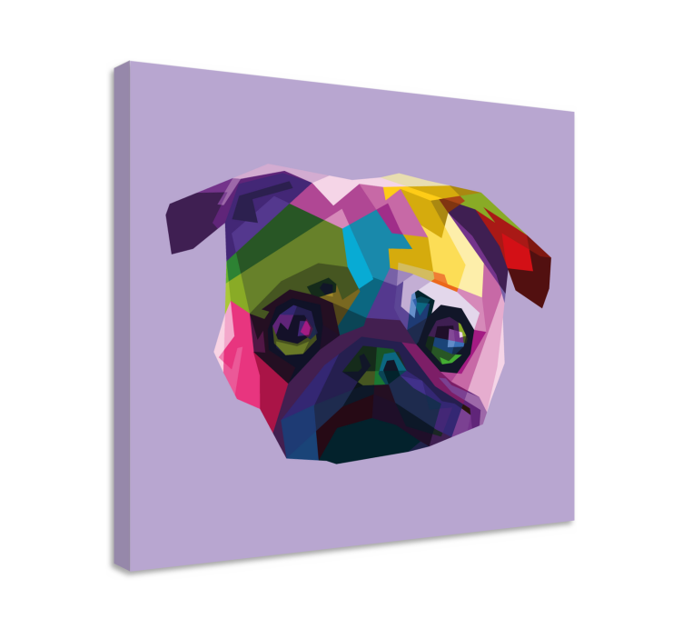 Geometrik-hayvanlar pug köpek kanvas baskılar - TenStickers