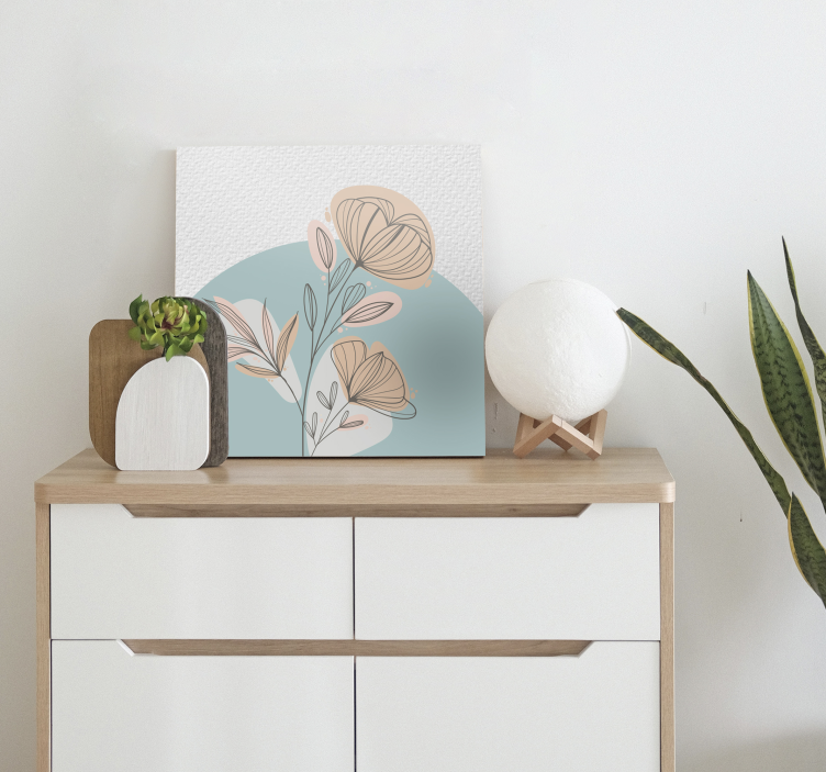 Stilize zarif düzenleme çiçekler ve bitkiler kanvas tablo - TenStickers