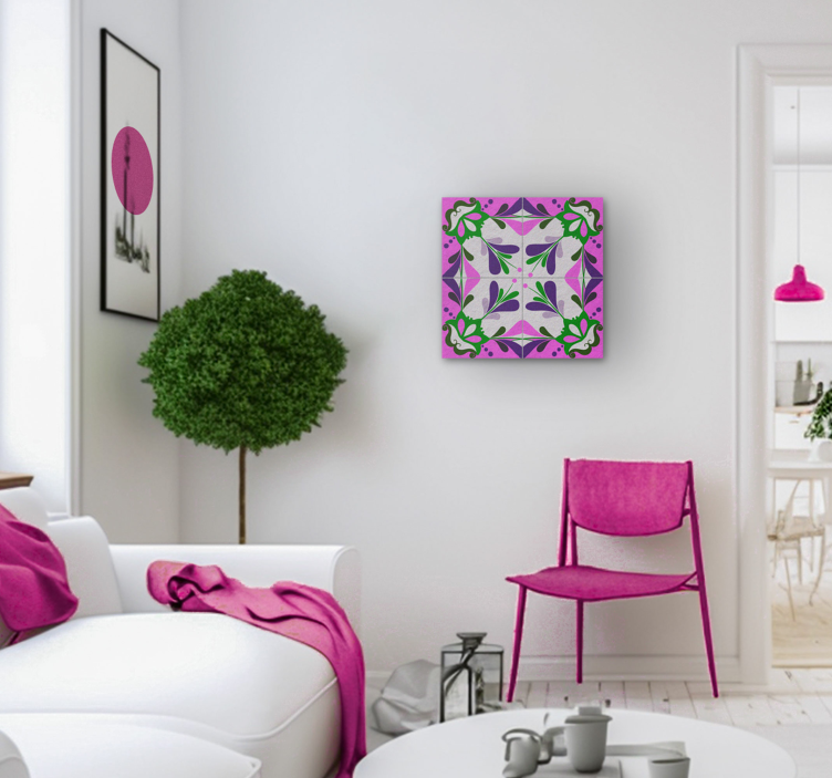 Pembe Hidrolik Fayans vintage tablo - TenStickers