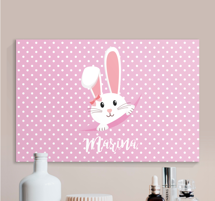 Kişiselleştirilmiş tuval ile kız için sevimli tavşan - TenStickers