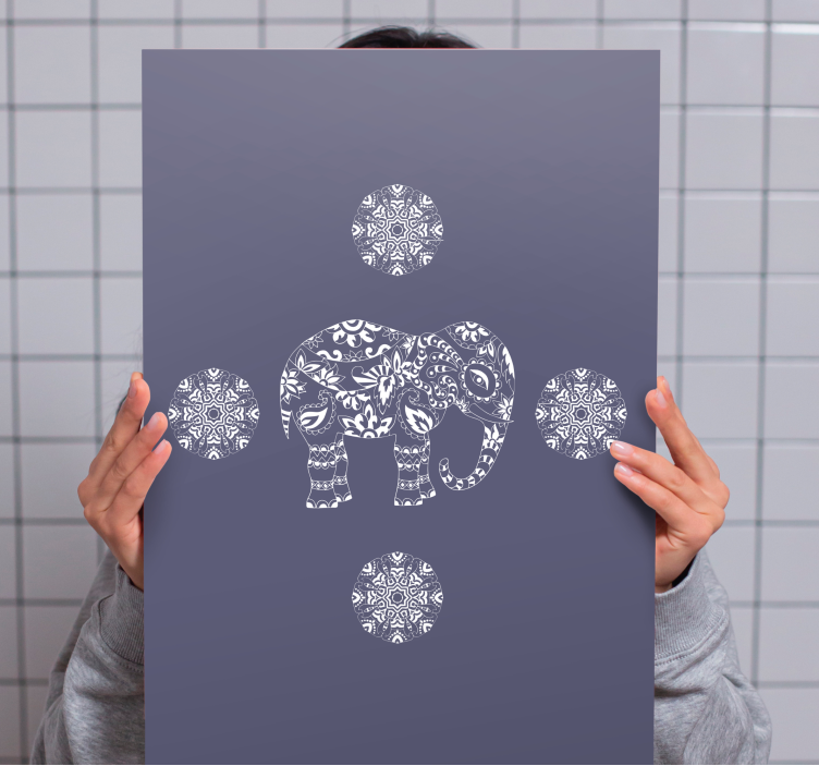 Beyaz mandala fil tuval - TenStickers