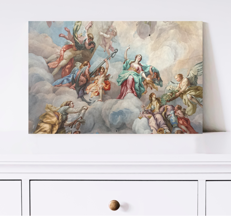 Birbirine sarılan iki melek kanvas tablo - TenStickers