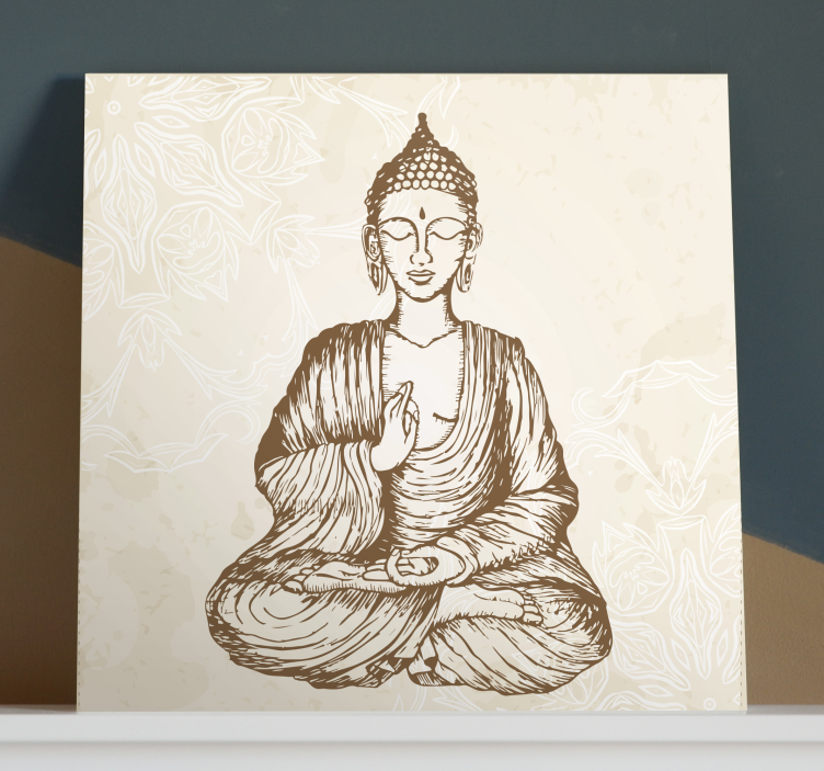 Buda vintage floral buddha duvar sanatı - TenStickers