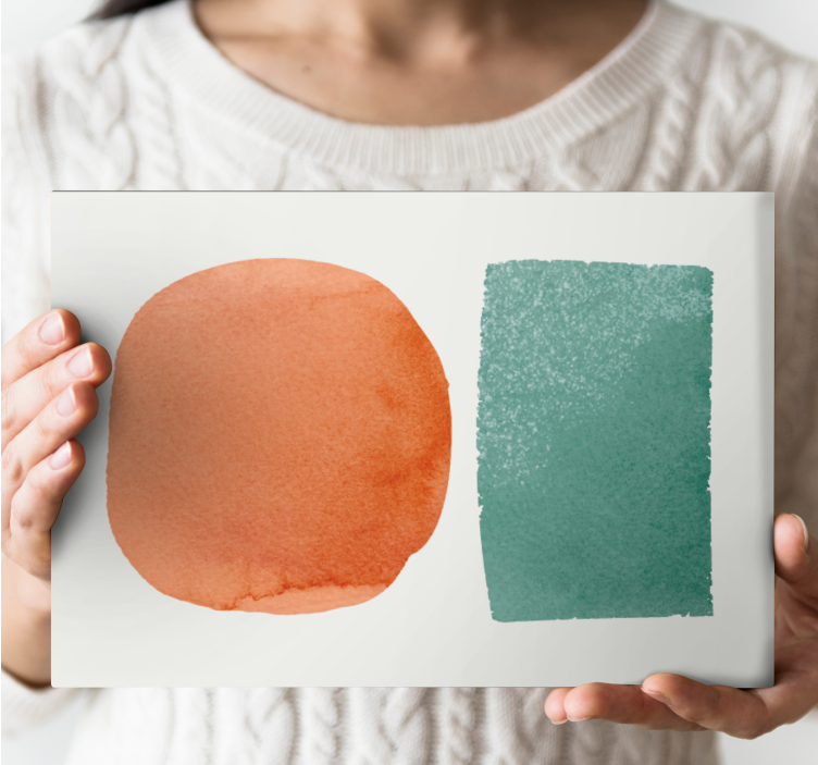 Dairesel ve dikdörtgen suluboya soyut tablo - TenStickers