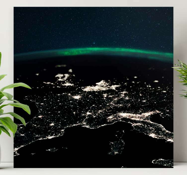 Dünya haritası tablo hava görünümü gece - TenStickers