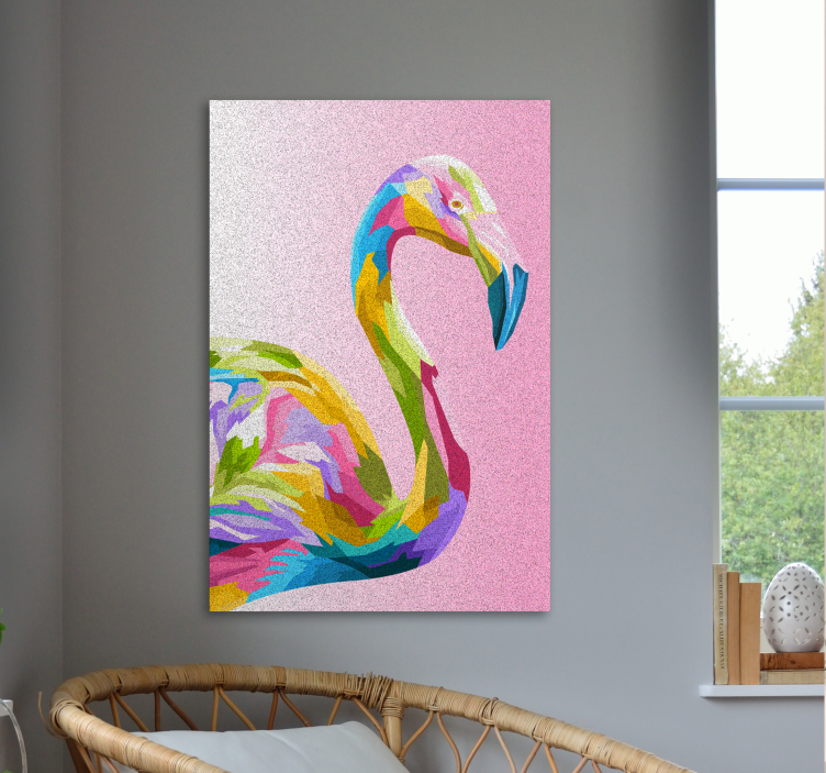 Flamingo sanat tüy tuval duvar sanatı - TenStickers