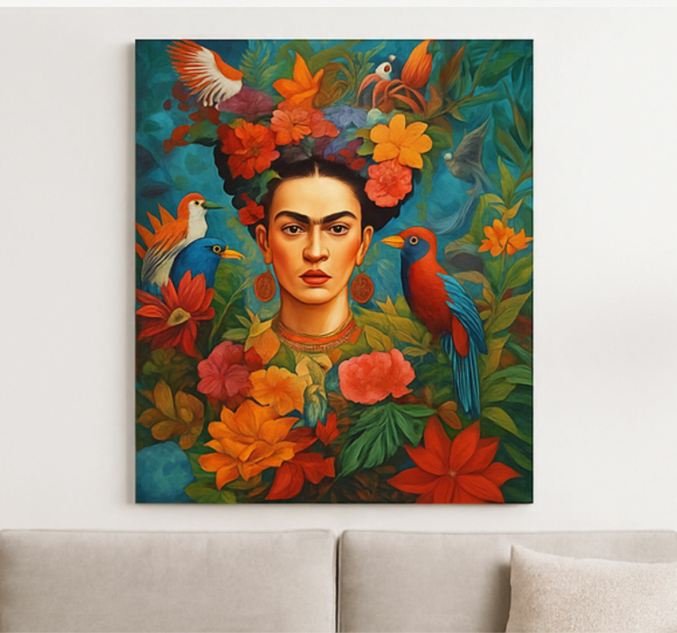 Frida kahlo egzotik kuşlar sanat tablo - TenStickers