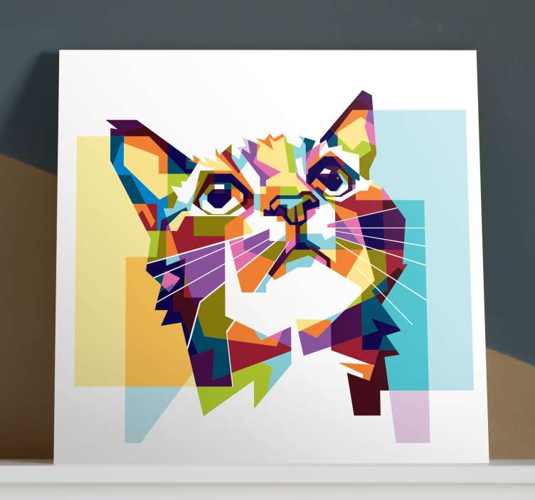 Geometrik kedi tuval baskı - TenStickers