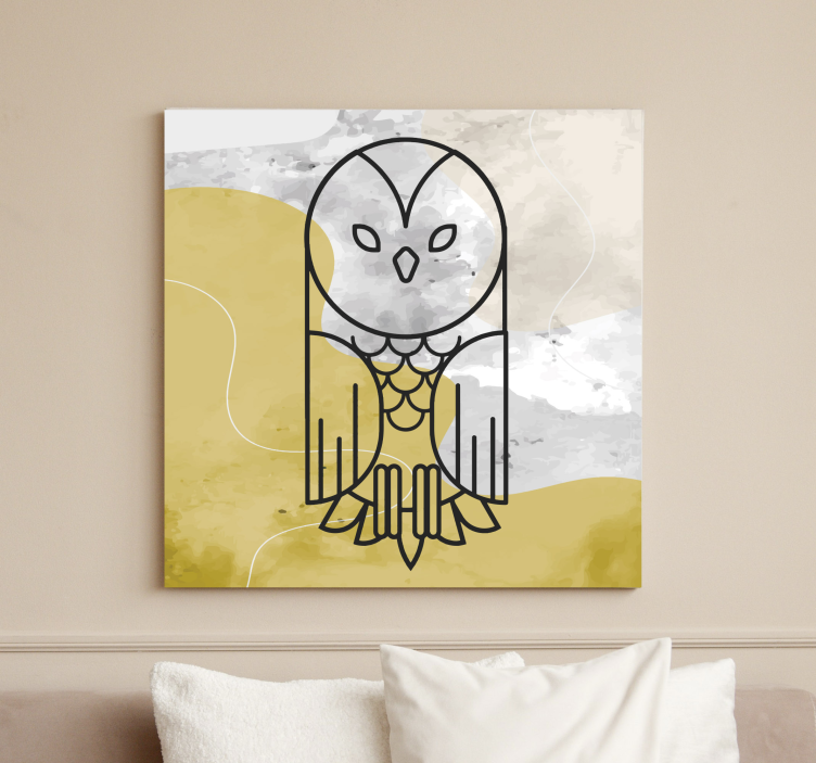 Geometrik soyut baykuş kuş tuval sanatı - TenStickers