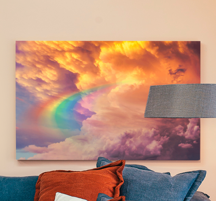 Gökkuşağı tuval ile bulutsu arka plan - TenStickers