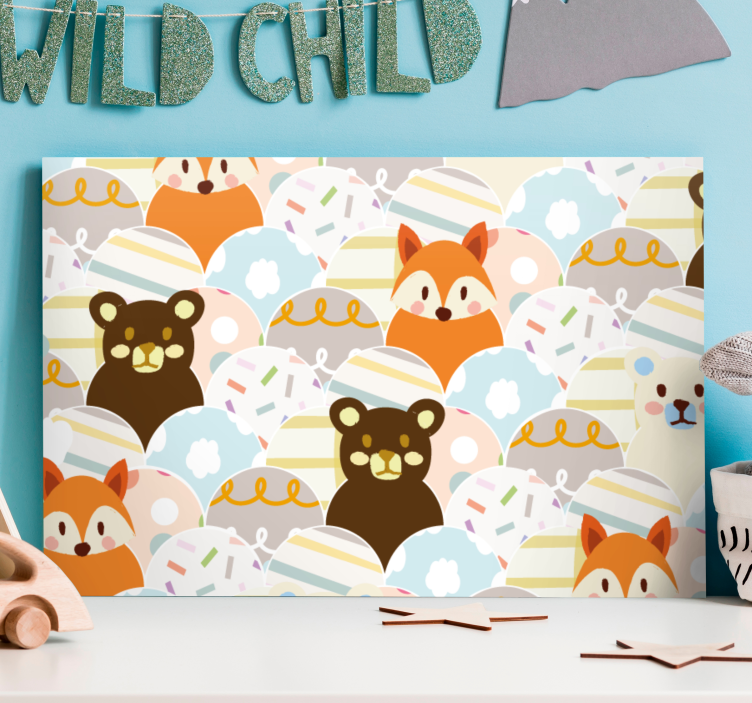 Karakterler kanvas tablo sevimli hayvan yüzleri - TenStickers