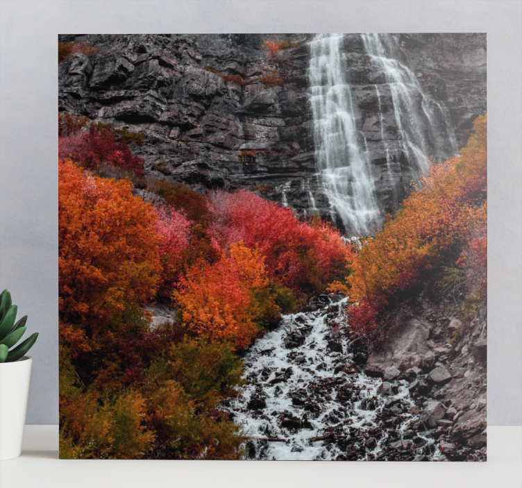 Kırmızı sonbahar şelale manzara tuval - TenStickers