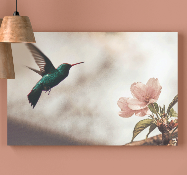 Kuş tablo - salkım ve hummingbird - TenStickers