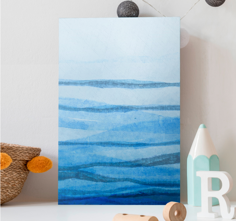 Ombre etkisi stipes mavi tonları modern tuval - TenStickers