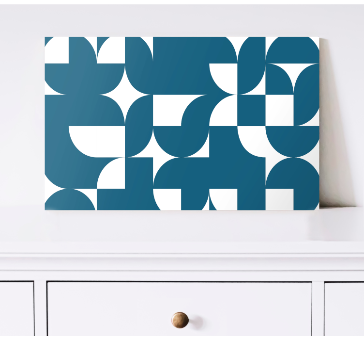 Mavi ve beyaz desen geometrik tuval - TenStickers