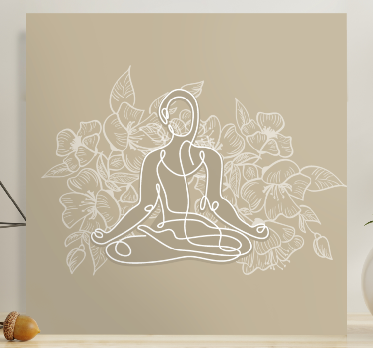 Meditasyon yapan kadın yoga matı kanvas baskılar - TenStickers