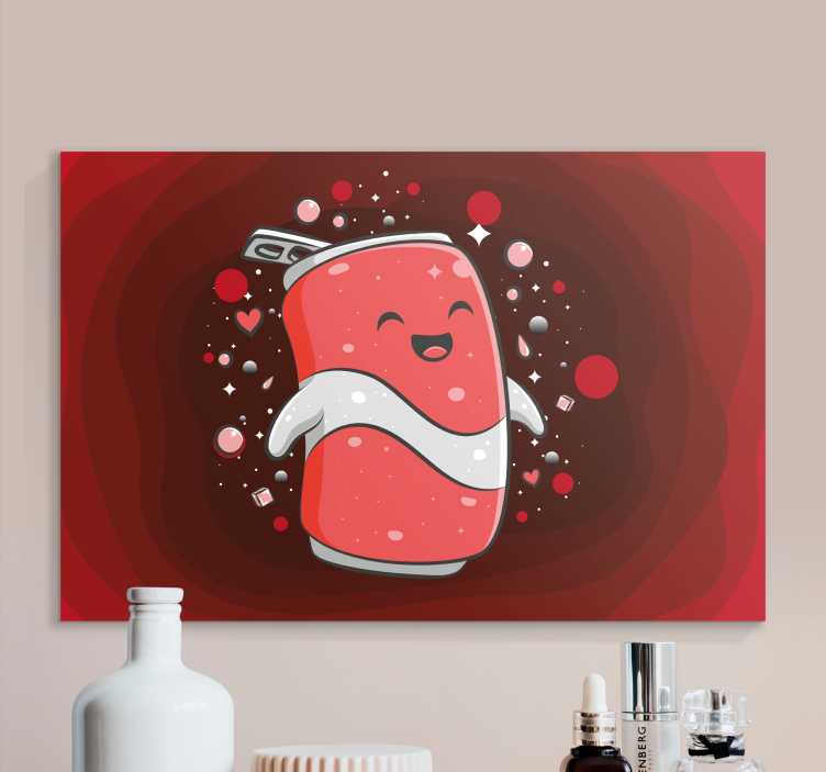 Metin içeren kanvas tablo - mutlu soda karakteri - TenStickers