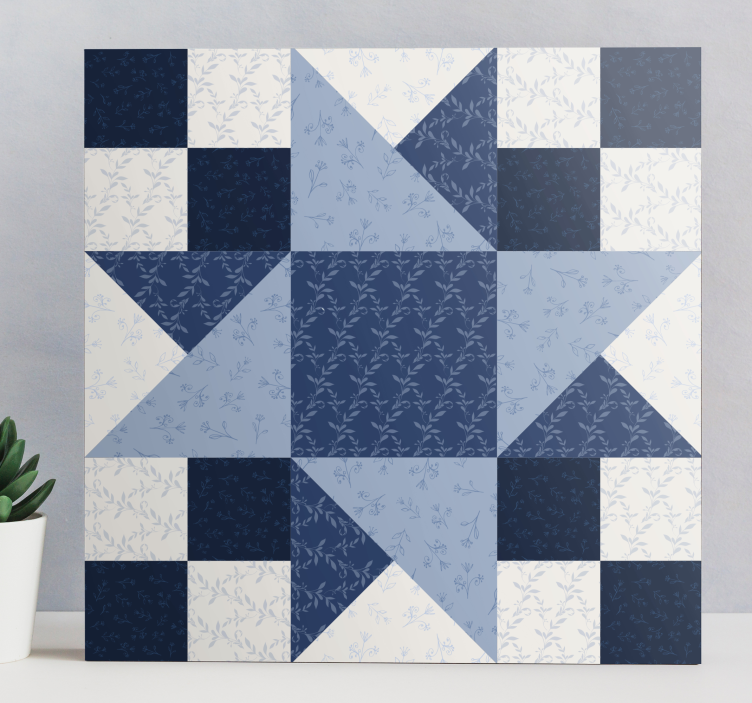 Patchwork mavi yıldız tasarım geometrik tuval - TenStickers