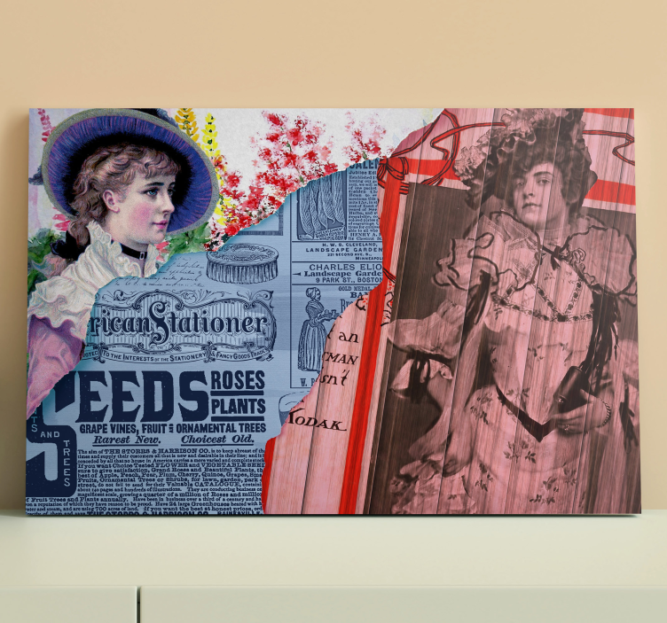 Retro kolaj tuval sanat baskıları - TenStickers