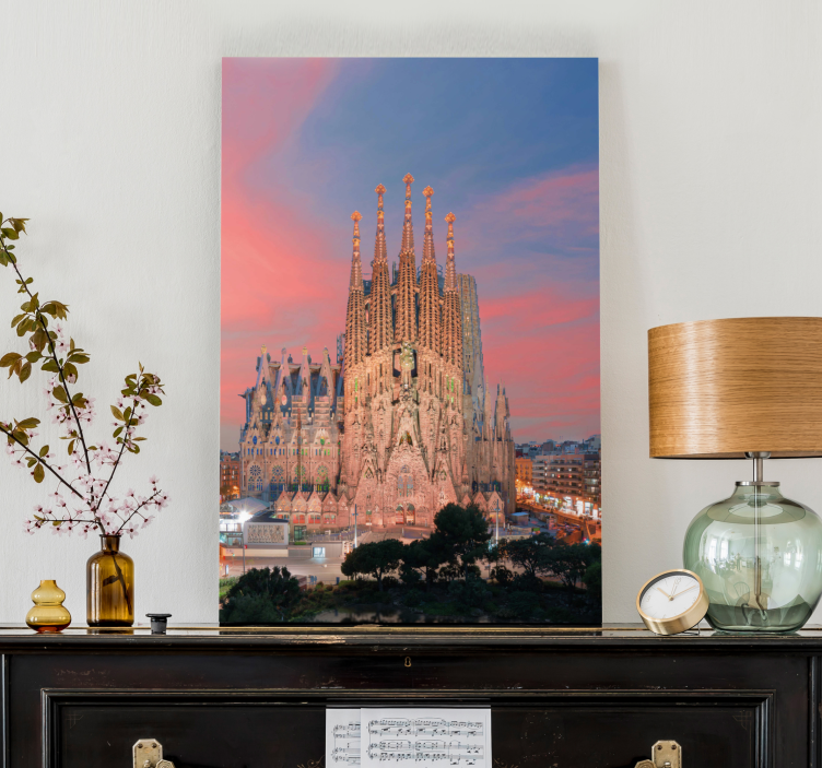 Şehirler ve Ülkeler kanvas tablo sagrada familia günbatımı - TenStickers