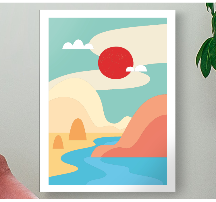 Soyut dağlar ve nehir kanvas tabloları - TenStickers