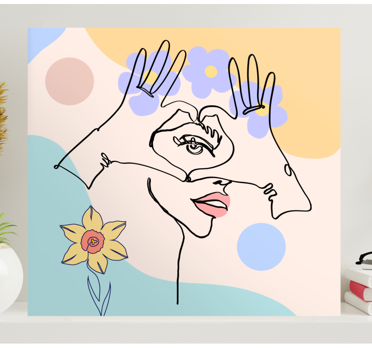 Soyut el çizgi çalışması sanat tablo - TenStickers