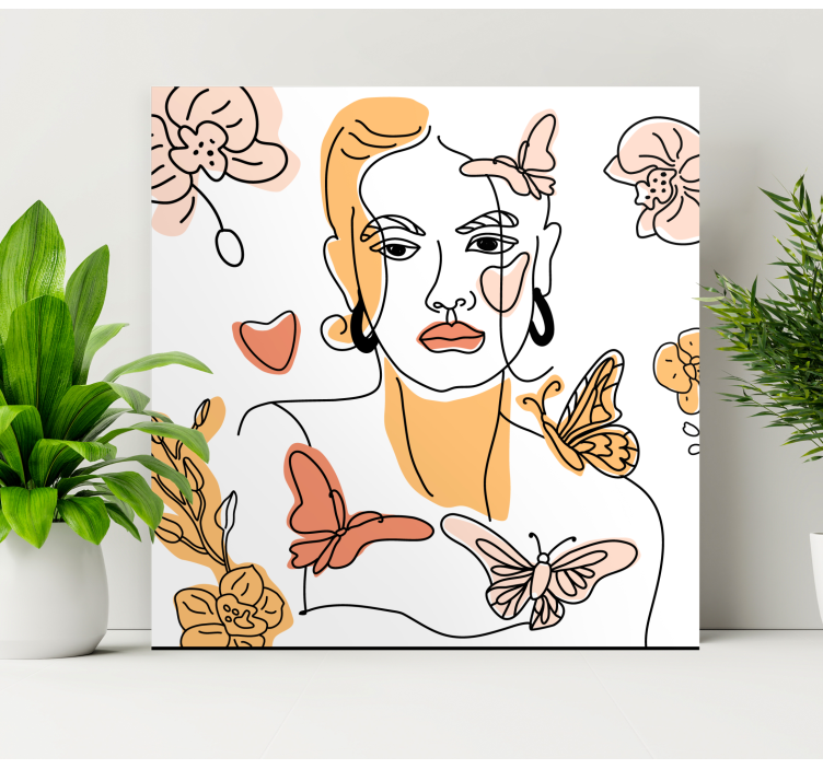 Soyut kadın yüzü yatak odası duvar baskıları - TenStickers