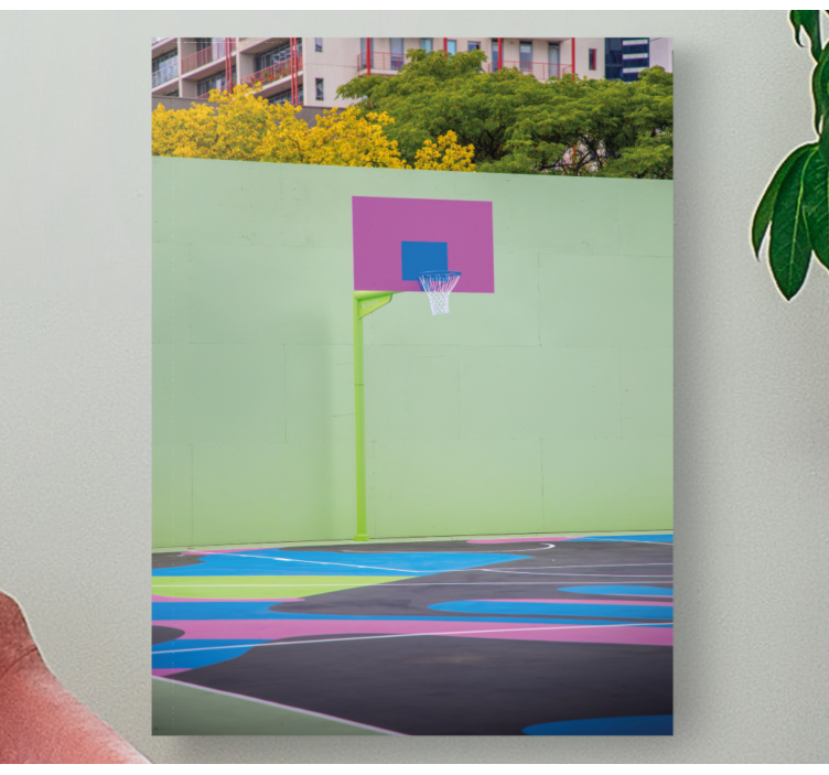 Spor kanvas tablo renkli basketbol sahası - TenStickers