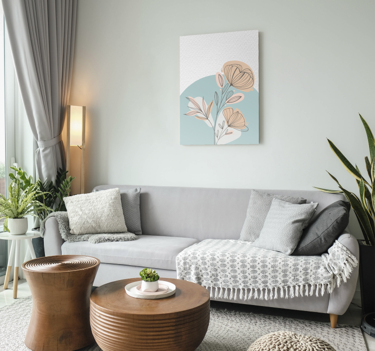 Stilize zarif düzenleme çiçekler ve bitkiler kanvas tablo - TenStickers