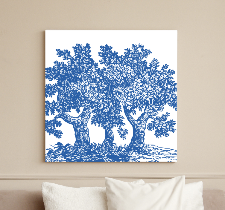 Mavi sihirli ağaç duvar sanatı tuval - TenStickers