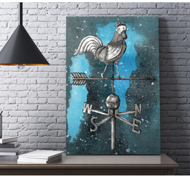 Yıldızlı gece tavuk kuş tuval sanatı - TenStickers