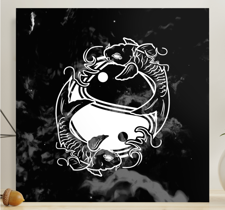 Yin yang denge balık zen tuval - TenStickers