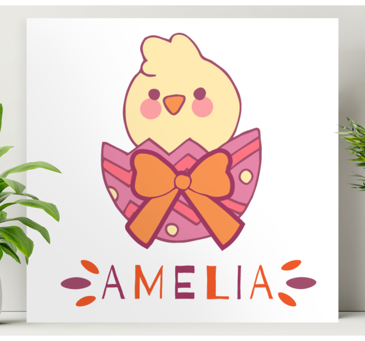 şerit kuş tuval sanat ile yumurta bebek civciv - TenStickers