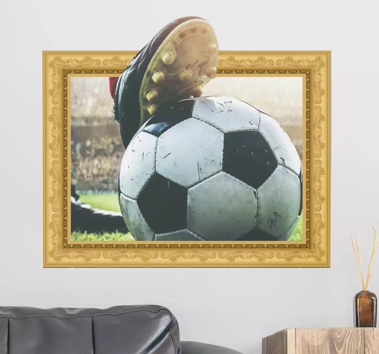 3d futbol çerçeve duvar sticker - TenStickers