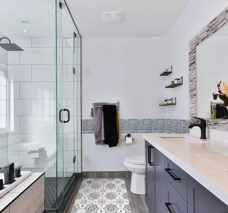 Gri kareler ve dikdörtgenler duvar sınır çıkartması - TenStickers