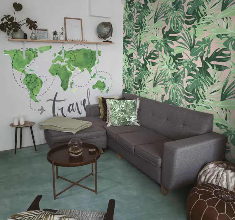 Seyahat ve uçak dünya haritası duvar sticker - TenStickers