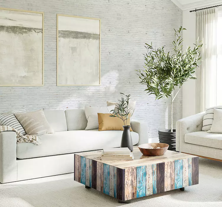 Boyalı ahşap oturma odası duvar dekoru - TenStickers