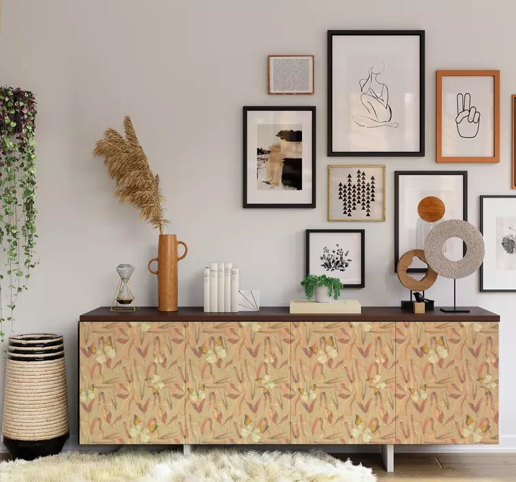 Sonbahar çiçek deseni hayvan çıkartması - TenStickers