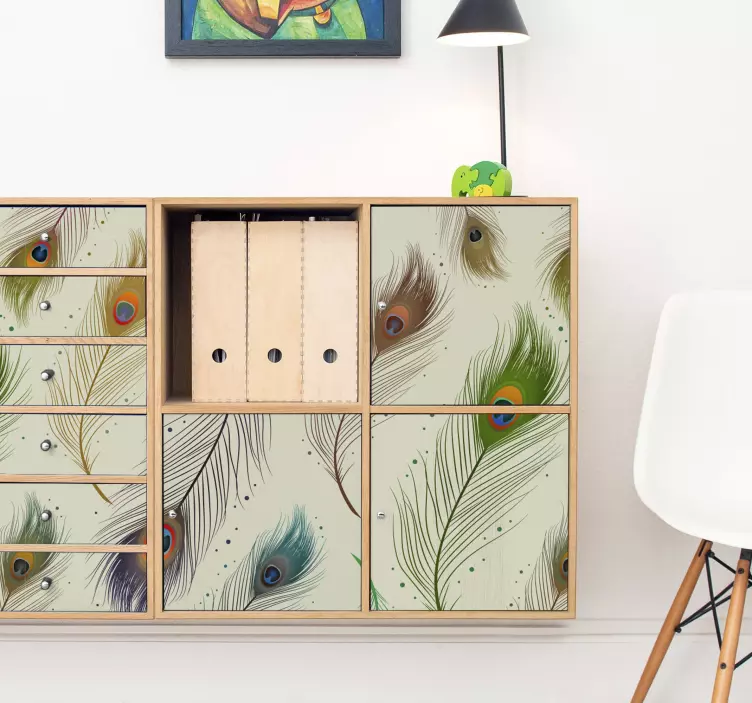 Tavus kuşu tüyü mobilya çıkartması - TenStickers