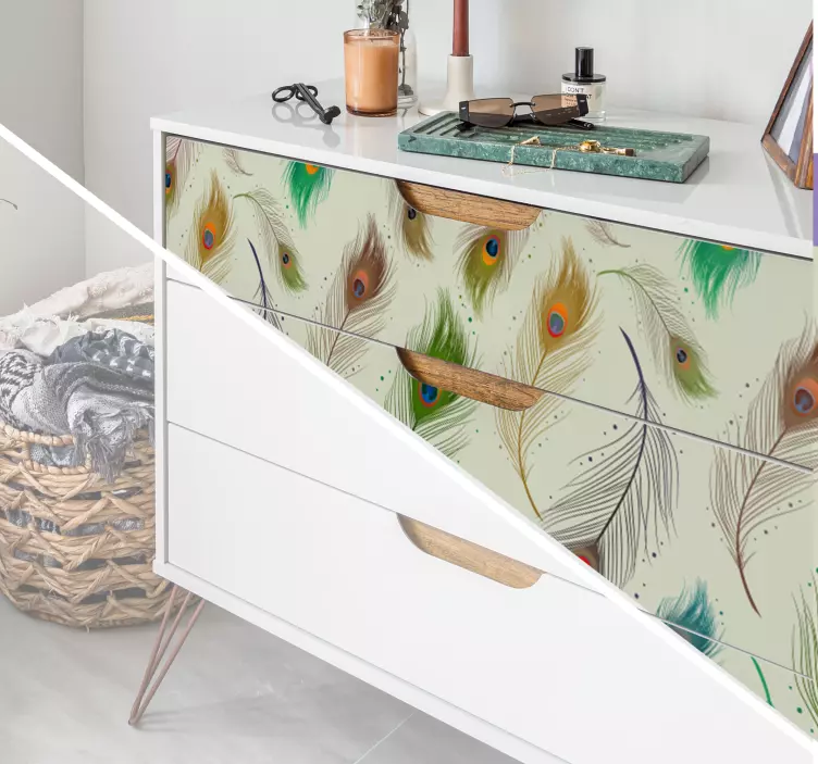 Tavus kuşu tüyü mobilya çıkartması - TenStickers