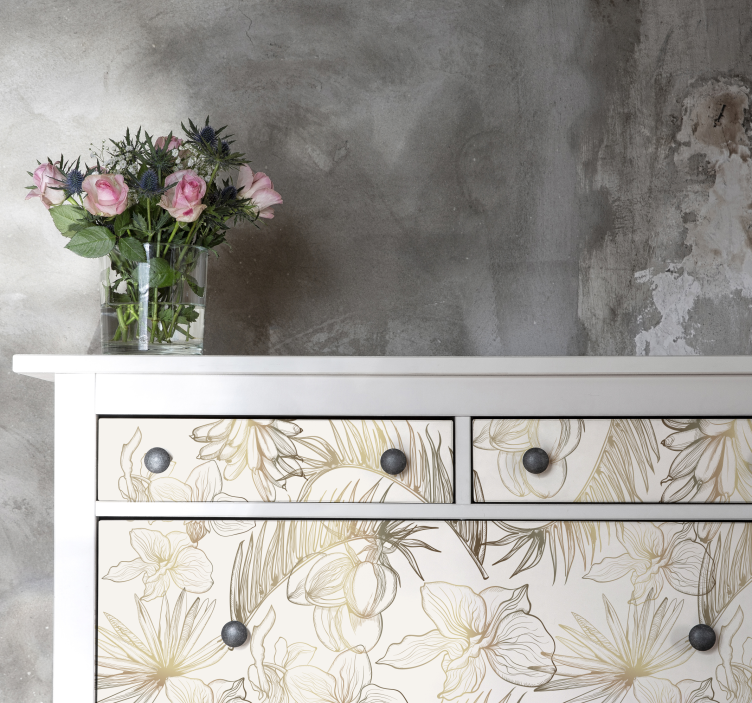 Tropik çiçekler mobilya çıkartması - TenStickers