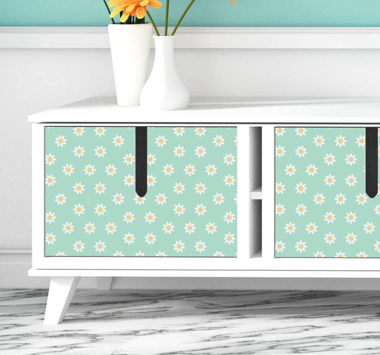 Papatya çiçekleri oturma odası duvar dekoru - TenStickers