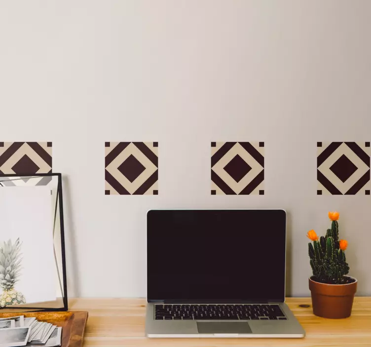 Eski bej kare desenli karo çıkartması - TenStickers