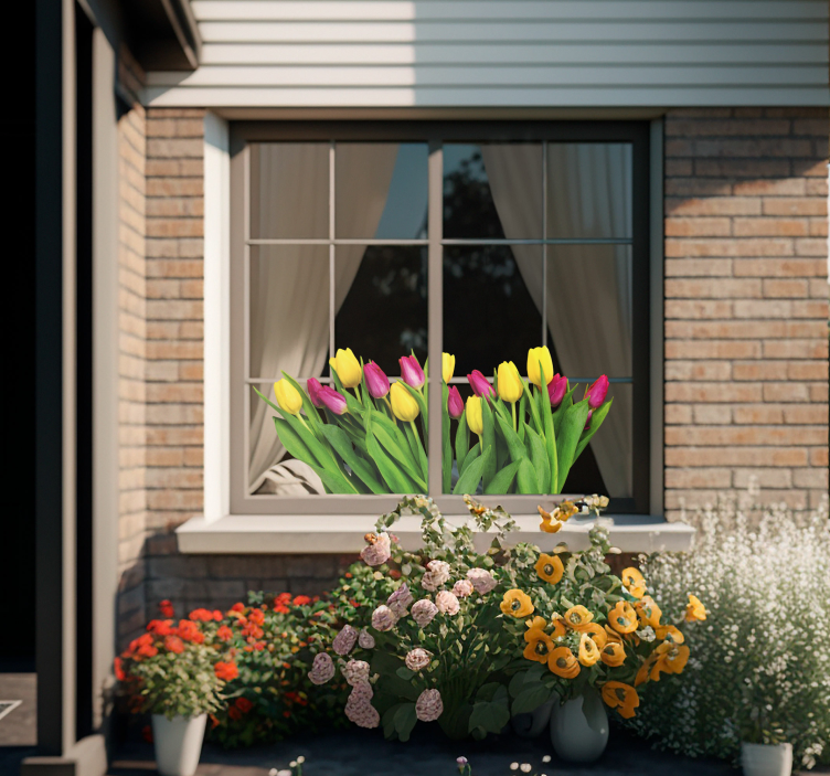 Lale buketi pencere çıkartması - TenStickers