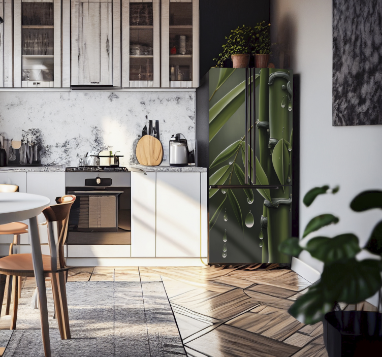 Vinil Bambu Damlaları buzdolabı sticker - TenStickers