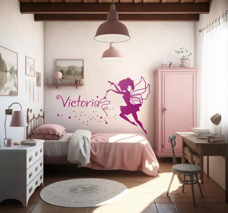 Kişiselleştirilmiş adı peri duvar sticker - TenStickers