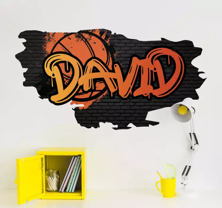 Basketbol çıkartması ile turuncu grafiti adı - TenStickers